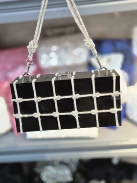 کیف مجلسی دستی زنانه طلقی بند سوارسکی