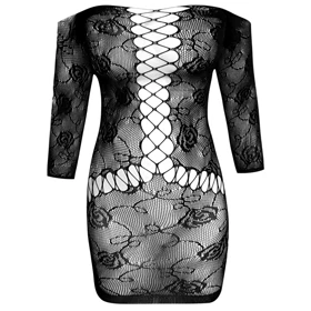 سرهمی فانتزی زنانه مدل پیراهن آستین سه ربع کد 4855-7043 رنگ مشکی