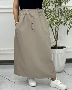 دامن لینن جیب‌دار 6014