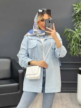 مانتو سر جیب دکمه آستین پیله
