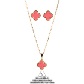 ست ونکلیف گلبهی Vancliffe Necklace & Earrings GP02