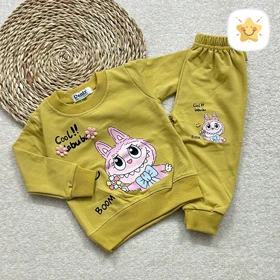 بلوز شلوار دخترانه جنس پنبه لبوبو برند DENIZ مناسب 9 ماه تا 2 سال