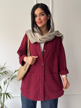 مانتو کتان جیب پایین