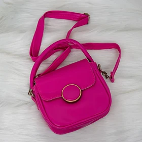 کیف زنانه قفل گرد شیک، مینیمال و مناسب استایل روزمره (صورتی)