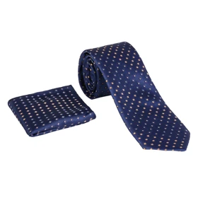 ست کراوات و دستمال جیب سورمه‌ای 98116