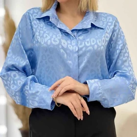 شومیز زنانه پلنگی حریر ساتن