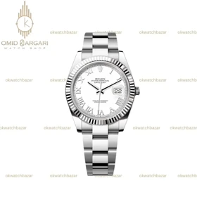 ساعت مچی رولکس سوئیسی بند سیلور صفحه سفید ایندکس یونانی Rolex Datejust