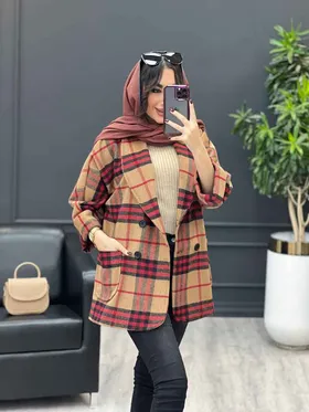 پالتو چهارخونه یقه آرشال