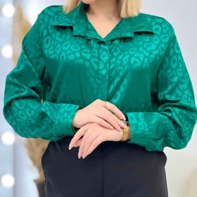 شومیز زنانه پلنگی حریر ساتن