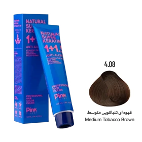 رنگ مو پینک ویژوآل شماره 4.08 رنگ قهوه ای تنباکویی متوسط حجم 120 میلی لیتر