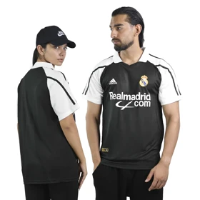 تیشرت فوتبالی رئال مادرید مدل Adidas-2001-2002 سفید مشکی