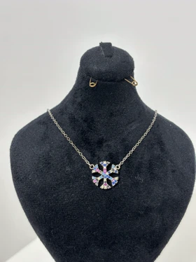 گردنبند نقره زنانه دونه برفی نگینی 989