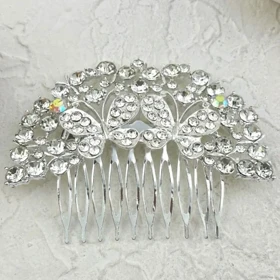 تاج و شانه مو زنانه جواهری درخشان مدل لومی‌نل نقره‌ای
