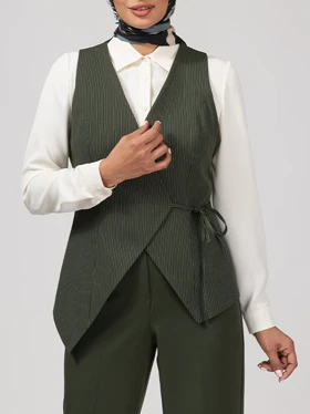 وست زنانه پارچه دیپلمات یقه چپ و راستی آستر دار 70100