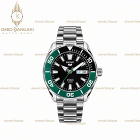 ساعت مچی سیکو 5 بند سیلور صفحه سبز Seiko 5