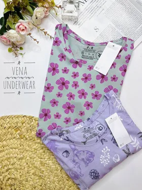تیشرت زنانه نخی طرح عروسکی برند H&M اصلی وارداتی