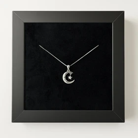 گردنبند نقره مدل ماه و آویز ستاره نگین‌دار