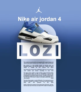 کتانی ساق‌دار زنانه و مردانه آبی سفید Nike air jordan 4