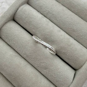 انگشتر نقره‌ای با طراحی دوتایی متصل