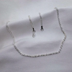 زنجیر استیل نقره‌ای مدل «خاویاری» (بافت پرانعطاف) | درخشان و اقتصادی