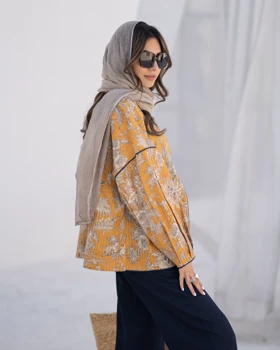 مانتو لینن‌هندی yellow