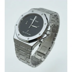 ساعتAP مهندسی نقره ای صفحه مشکی زنانه