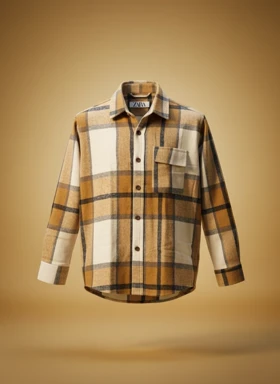 پیراهن پشمی چهارخونه با پارچه برسخورده و ترکیب رنگ خاص – کد 891