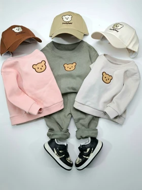 ست بلوز استیکر دار تدی و شلوار