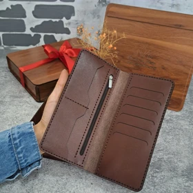 ست هدیه مردانه چرم طبیعی کیف پول و کمربند