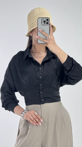 شومیز عروسکی پشت بندی کد 500699 (مشکی)