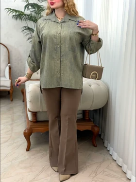 شومیز مانتویی گازوئیلی 3919