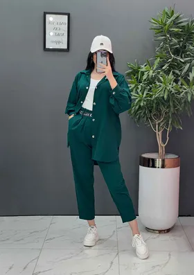 ست مانتو شلوار لینن کمربند Dior