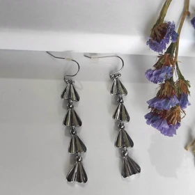 گوشواره آویز بلند طرح بادبزنی زنانه (چند طبقه) – آبکاری نقره