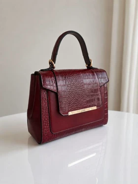 کیف زنانه چرم طبیعی زرشکی/sana123