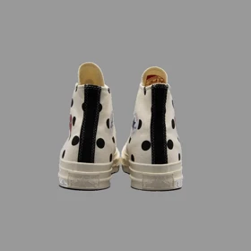 کانورس پلی خال‌خالی سفید ساق‌دار Converse Cdg Play White Polka Dot Hightop
