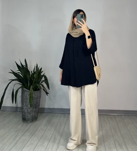 مانتو جلو دکمه دار لوفن مشکی