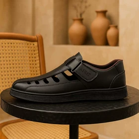 صندل مردانه مشکی زیره مشکی مدل Arman