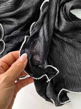 شال پلیسه دور مروارید شاین دار 4433