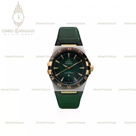 ساعت مچی امگا کانستلیشن بند سبز صفحه سبز Omega Constellation