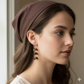 گوشواره آویز طرح پلنگی (لئوپارد) سه پله مینیمال - زرمیس