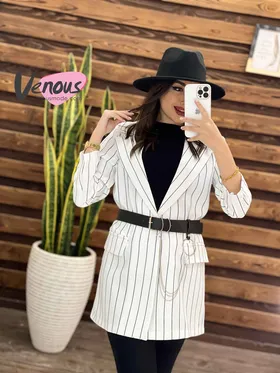 کت راه راه یقه انگلیسی