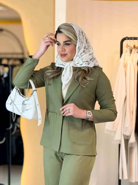 کت و شلوار وی سبز زیتونی 200108