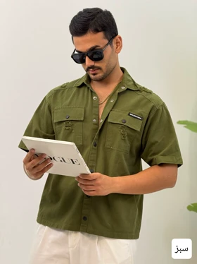 پیراهن مردانه کتان باکسی_کد 4489