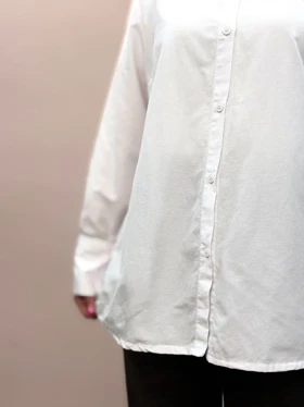 شومیز سفید کتان پنبه 1708