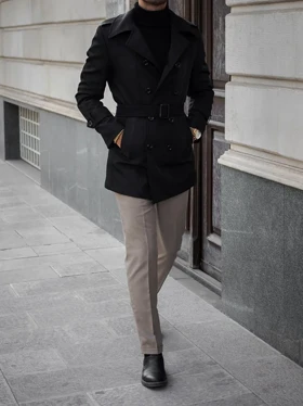 بارانی 8 دکمه مشکی r102