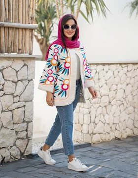 کت هندی سوزن دوزی نوار عدسی