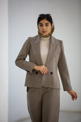 کت زنانه یقه بلیزر بغل چاک