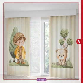 پرده پانچی اتاق کودک برند مینوریا طرح پسرانه کد p-508