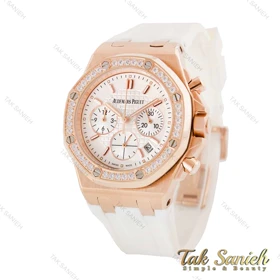 ساعت ای پی زنانه سه موتوره رزگلد دورنگین سفید AP-4543-L