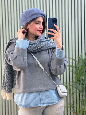 مانتو ترکیبی فوتر و جین